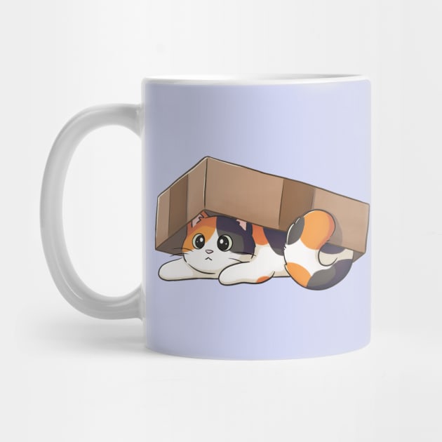 Cute Calico Cat Under Cardboard Box by Meowrye